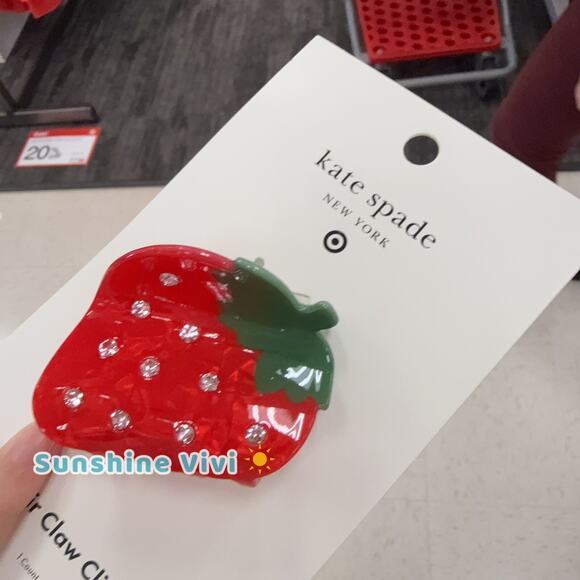 NWT Strawberry Hair Claw Clip kate spade new york x Target Red SHIP FAST - Picture 3 of 3